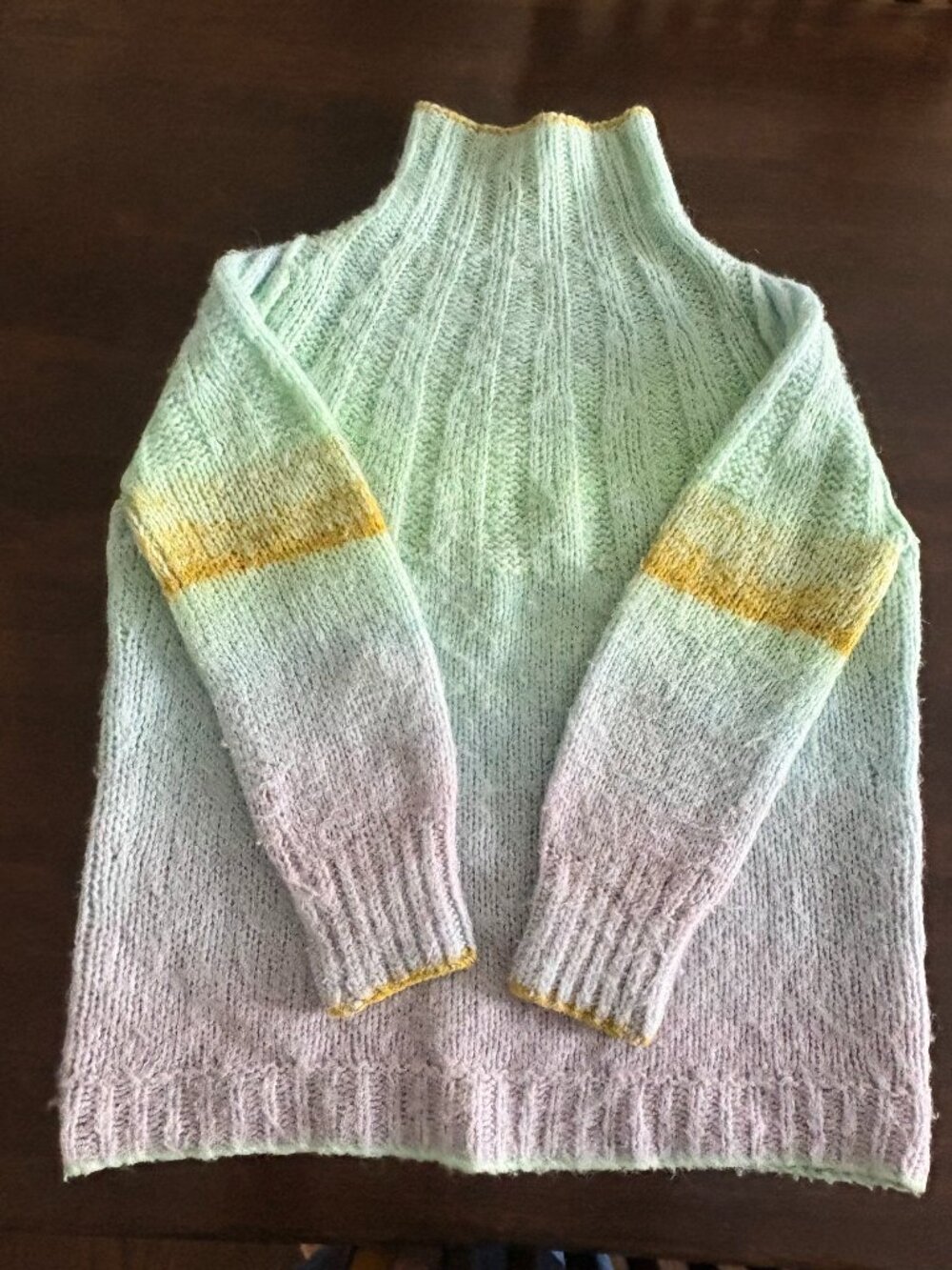 Anthropologie Mint & Violet Cozy Sweater with Mustard Accents